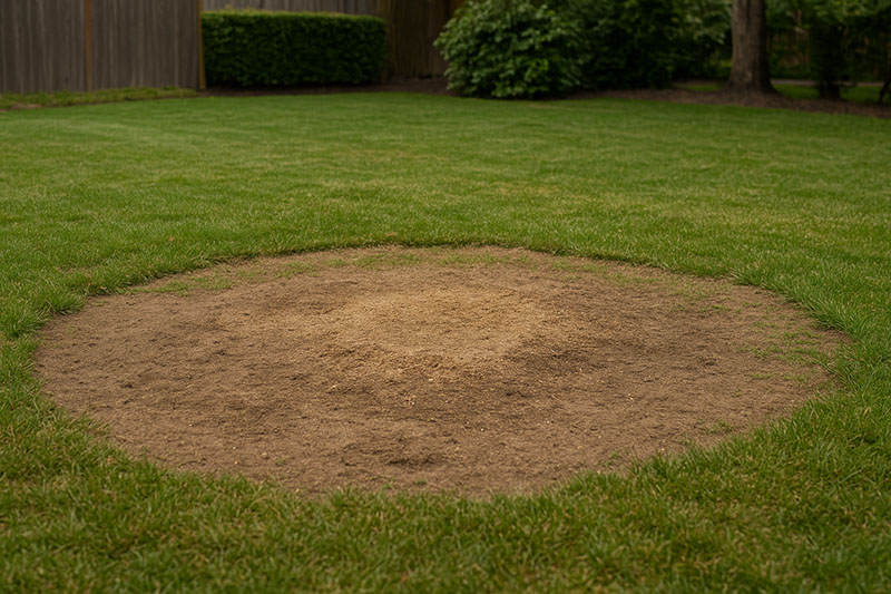 Lawn area cleaned and leveled after stump grinding service in New Rochelle, NY.